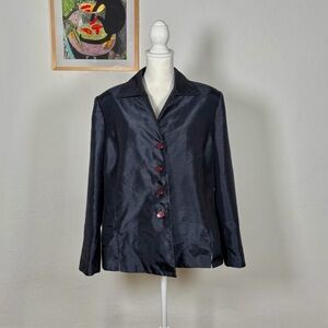 Vintage Navy Blue Satin Sheen Blazer